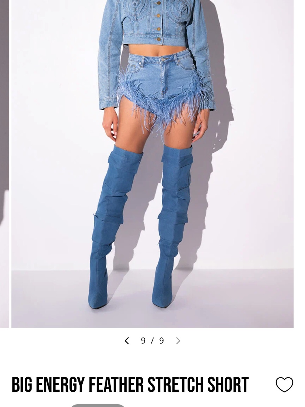 AKIRA Denim Blue Feather Shorts
